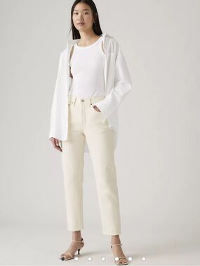 Levi 501 Original Cropped Ecru - White 28 x 28